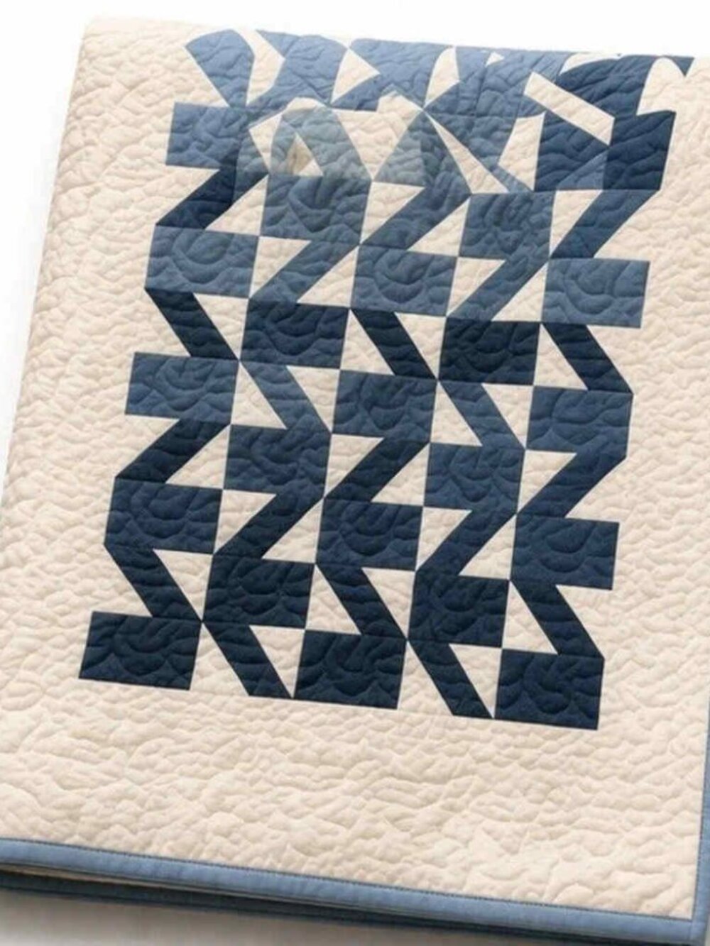 Modern Baby Quilt Blue White Geometric Crib Blanket Nursery Bedding Unisex
